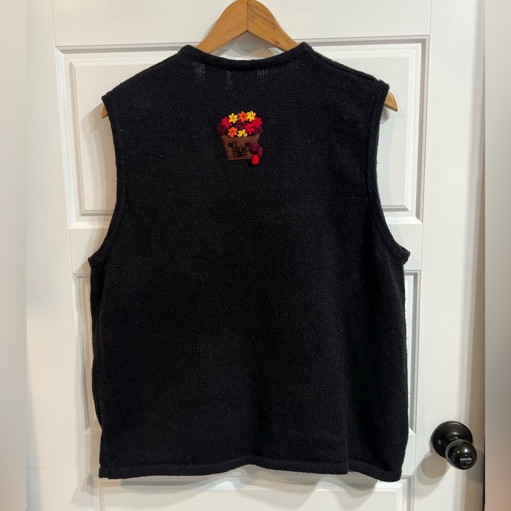 Bobbie Brooks Black Knit with Colorful Floral Design - Picture 12 of 13